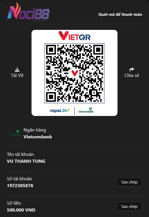 Mã QR và thông tin chuyển khoản